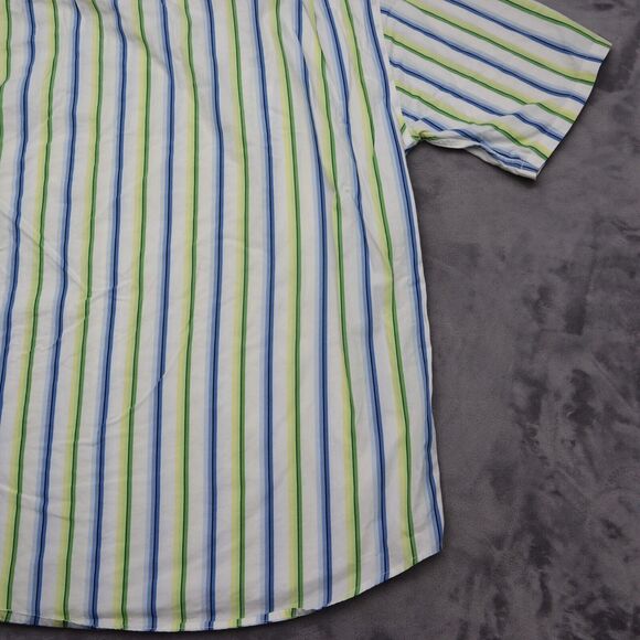 Tommy Hilfiger Denim Shirt Mens XL Blue Green Striped Logo Button Up Casual - Picture 16 of 16